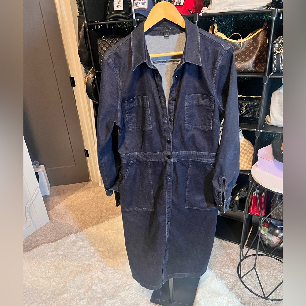 Ann Taylor Dark Blue Denim Dress